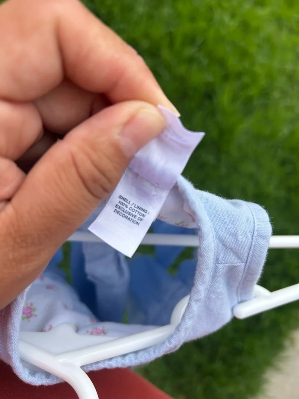 GAP Blue Baby Dress with Pink Rose Embroidery